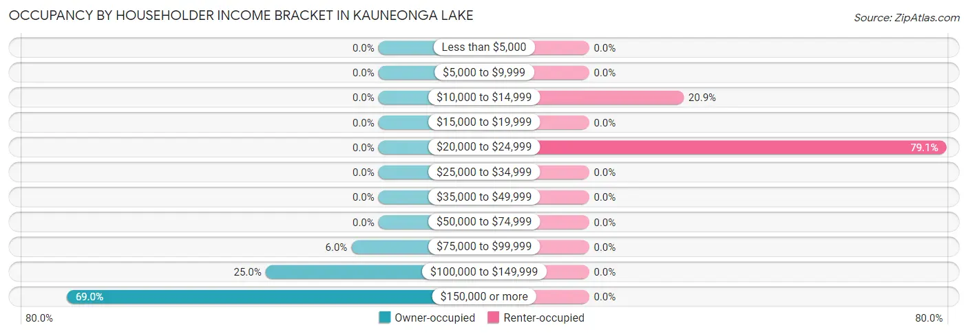 Occupancy by Householder Income Bracket in Kauneonga Lake