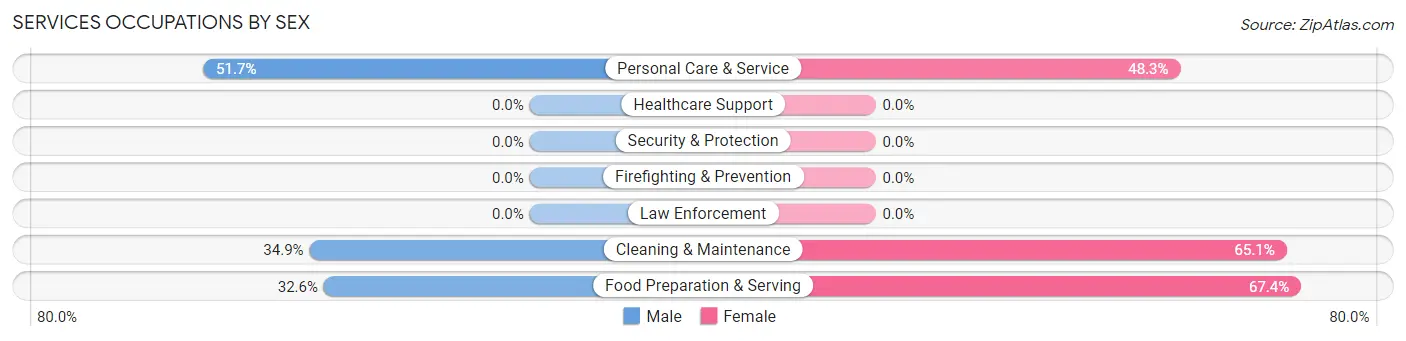 Services Occupations by Sex in Lake Placid