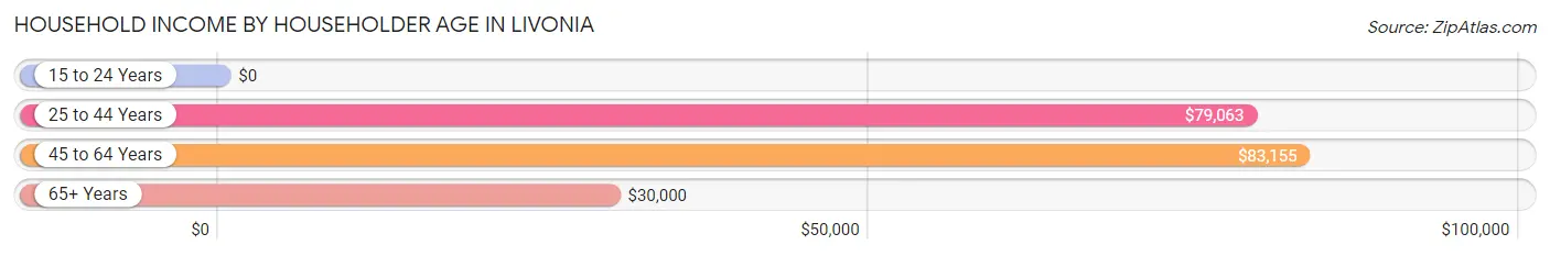 Household Income by Householder Age in Livonia