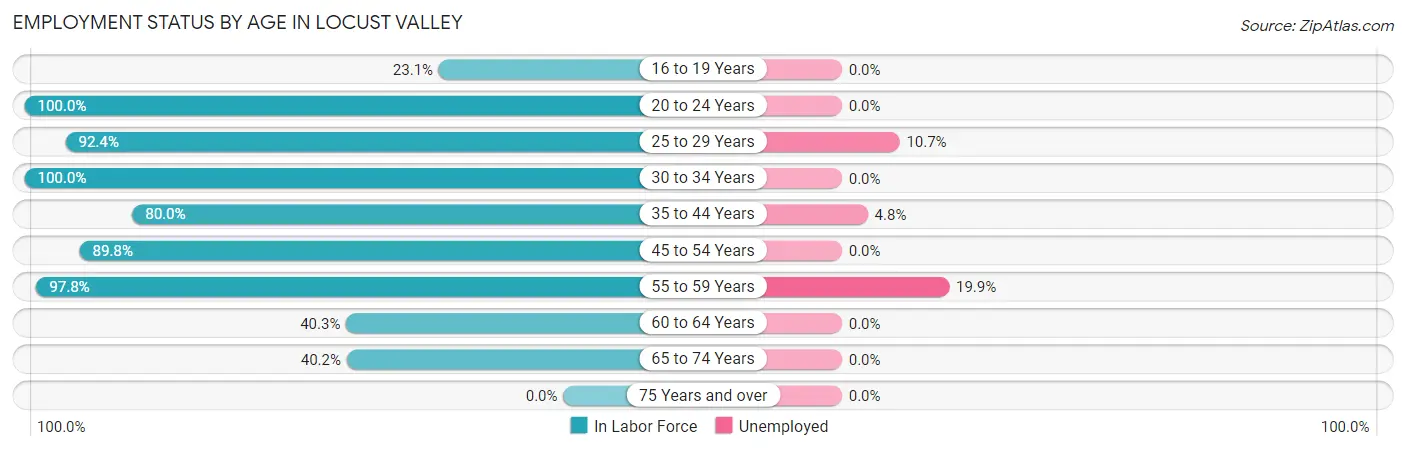 Employment Status by Age in Locust Valley