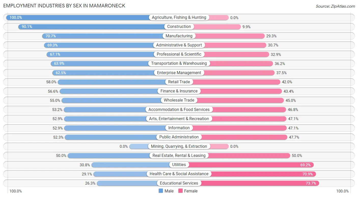 Employment Industries by Sex in Mamaroneck