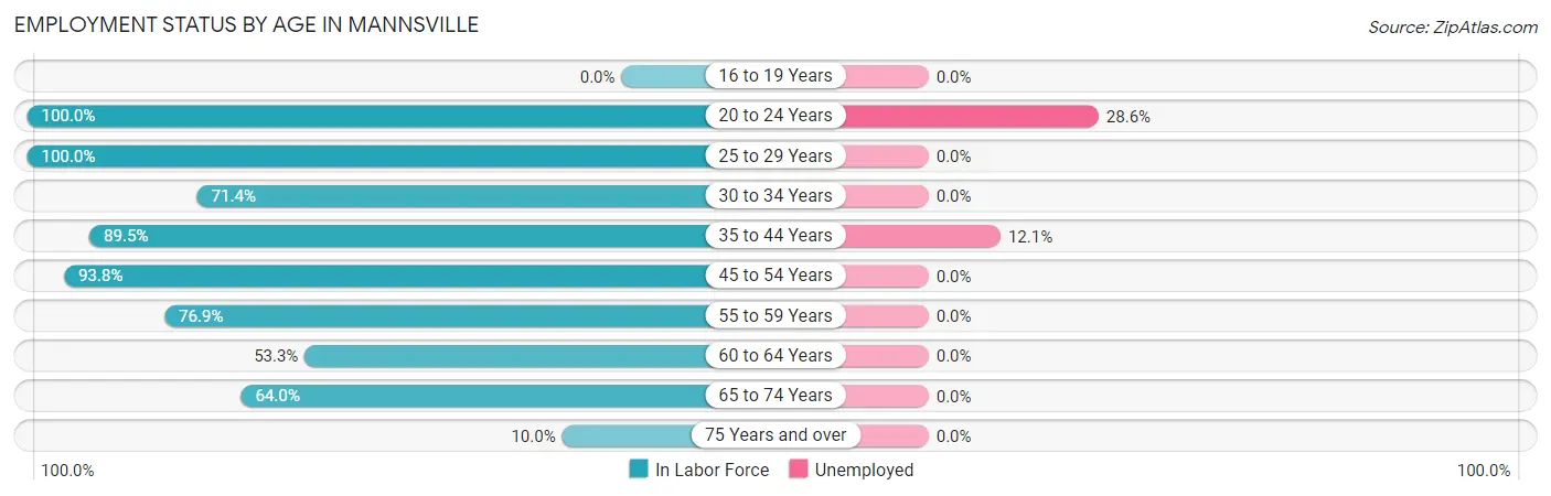 Employment Status by Age in Mannsville