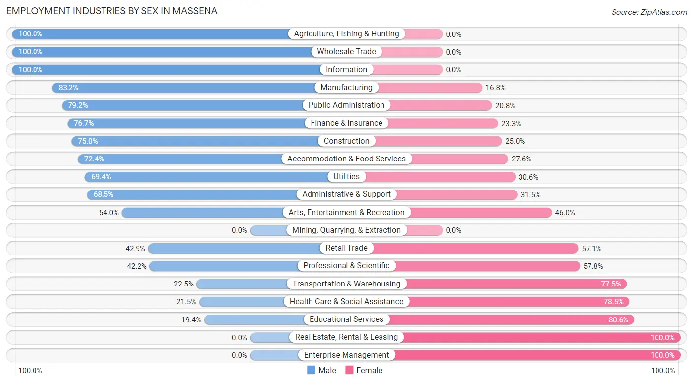 Employment Industries by Sex in Massena