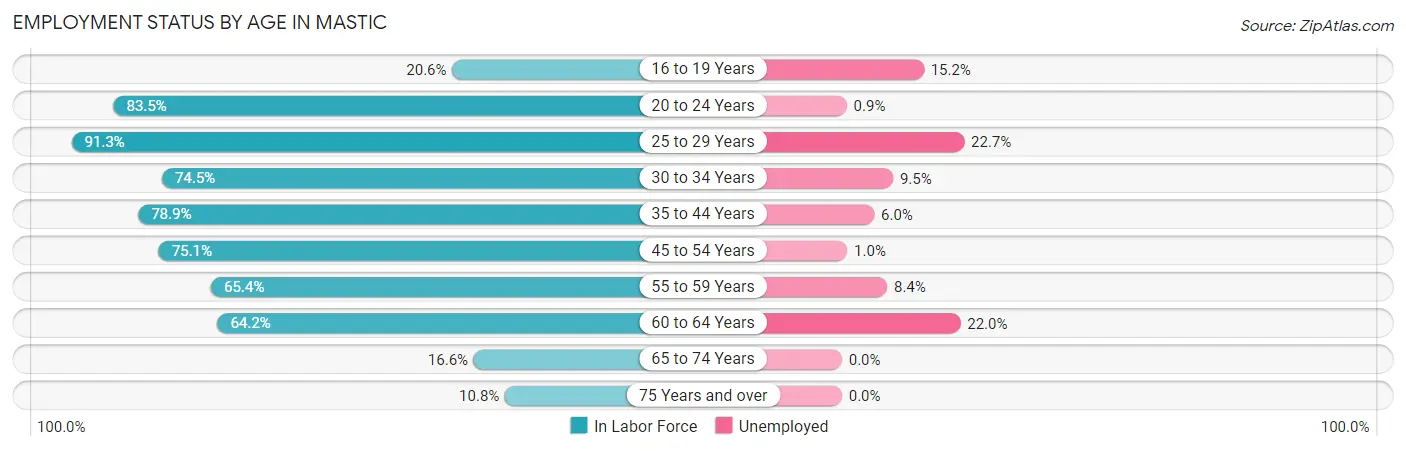 Employment Status by Age in Mastic