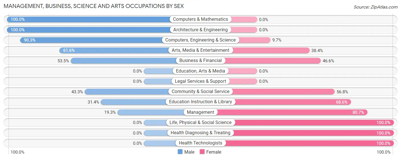 Management, Business, Science and Arts Occupations by Sex in Mattituck