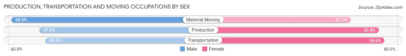 Production, Transportation and Moving Occupations by Sex in Millerton