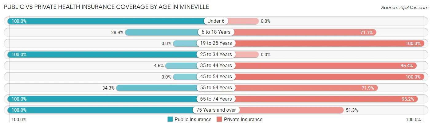 Public vs Private Health Insurance Coverage by Age in Mineville