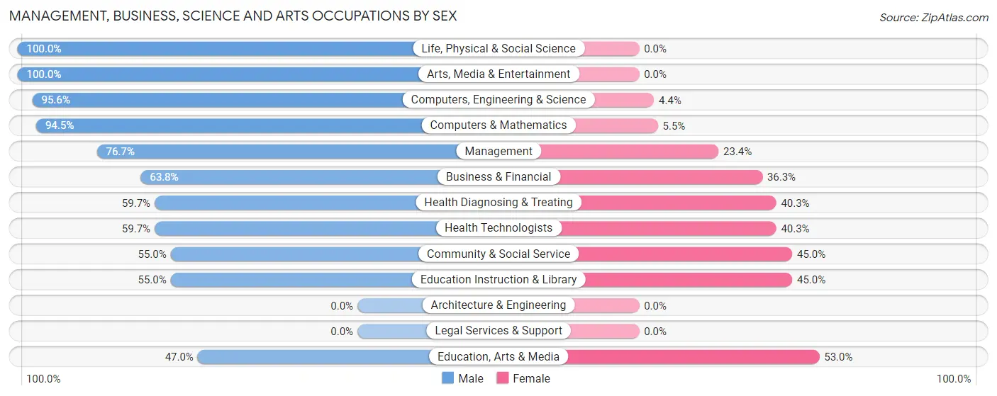 Management, Business, Science and Arts Occupations by Sex in Monsey
