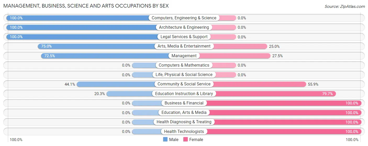 Management, Business, Science and Arts Occupations by Sex in Mount Morris