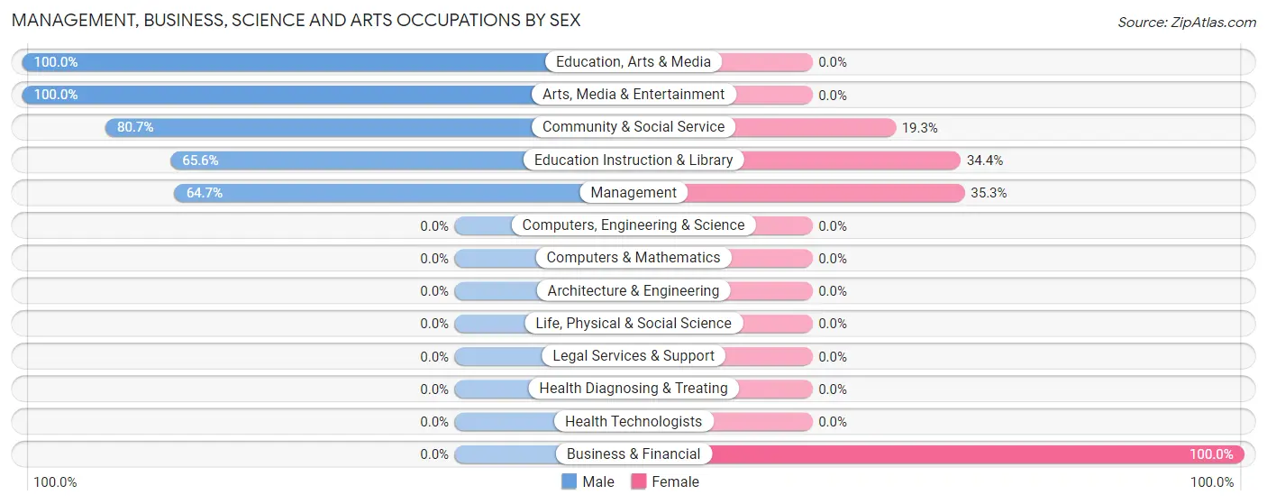Management, Business, Science and Arts Occupations by Sex in Mountain Dale