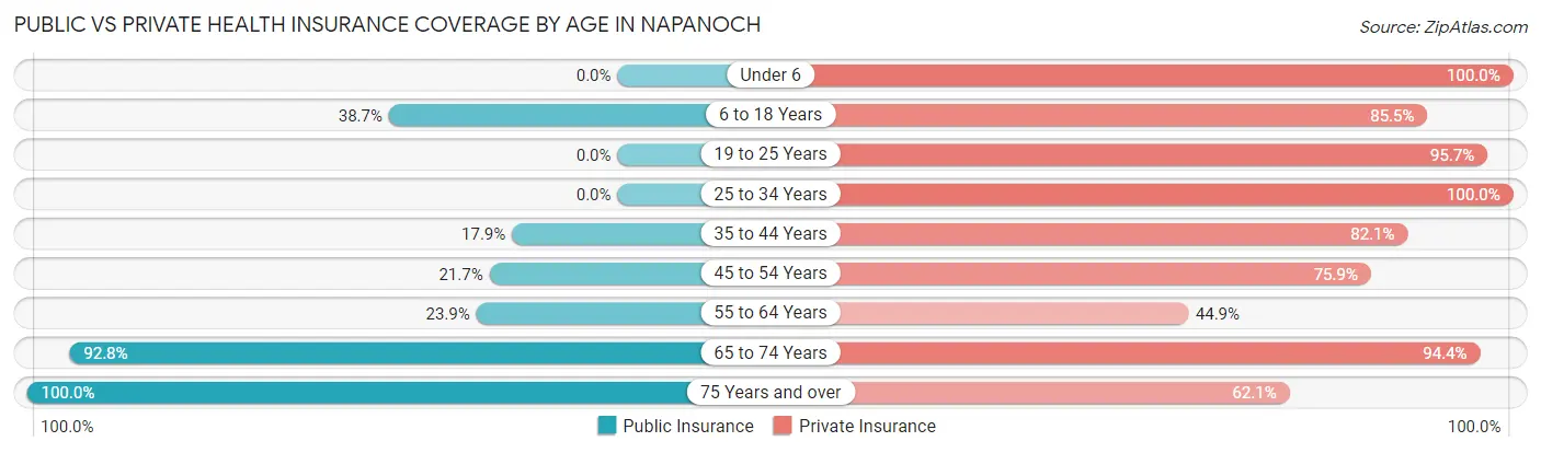 Public vs Private Health Insurance Coverage by Age in Napanoch