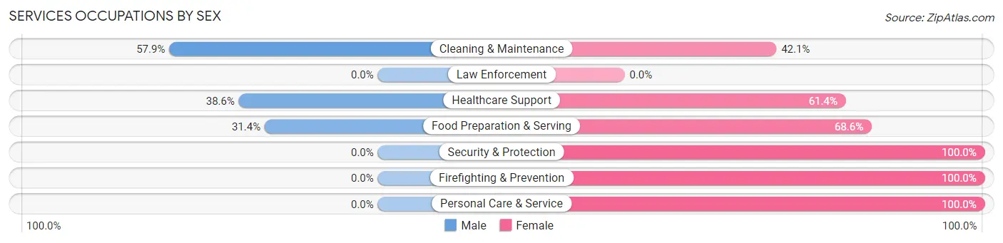 Services Occupations by Sex in New Square