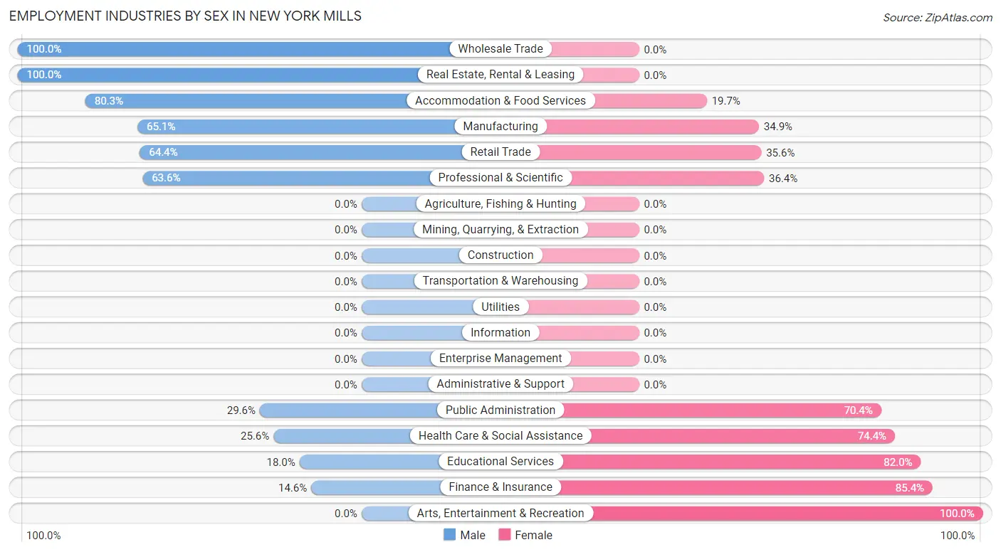 Employment Industries by Sex in New York Mills