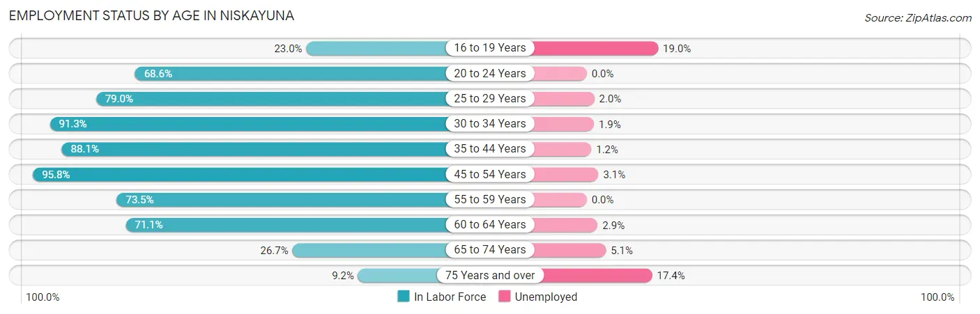 Employment Status by Age in Niskayuna