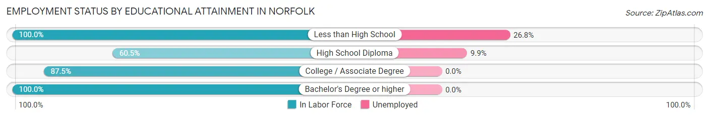 Employment Status by Educational Attainment in Norfolk