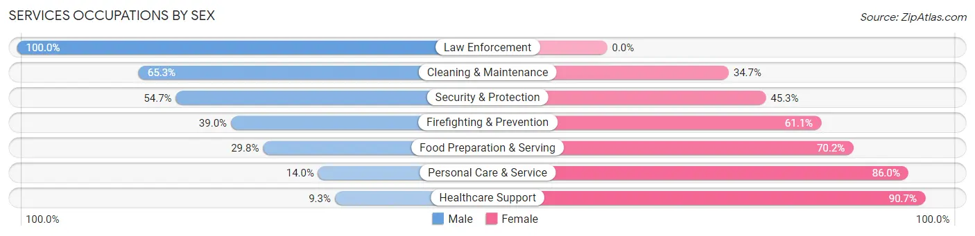 Services Occupations by Sex in North Bay Shore