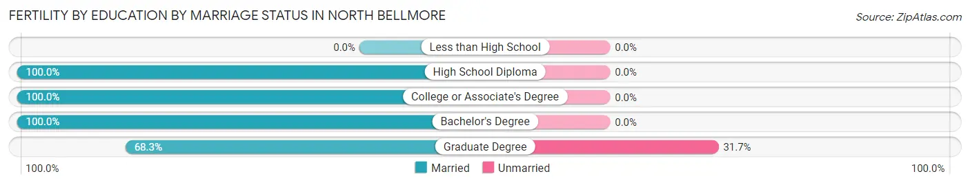 Female Fertility by Education by Marriage Status in North Bellmore