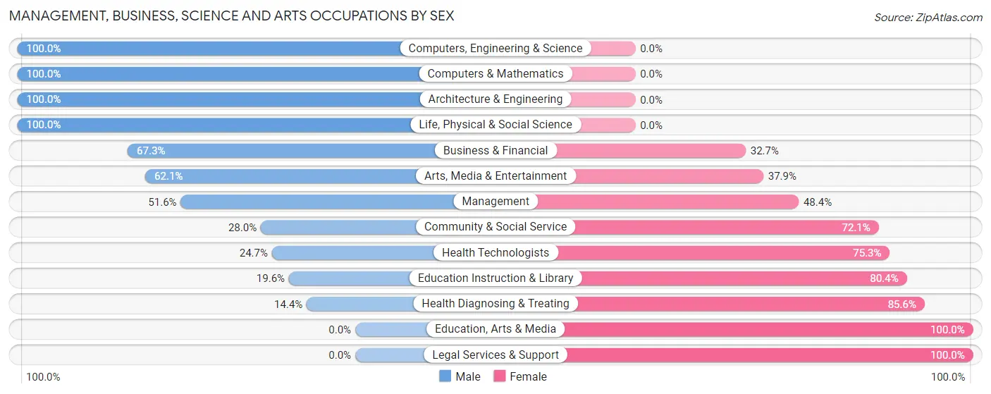 Management, Business, Science and Arts Occupations by Sex in North Lindenhurst