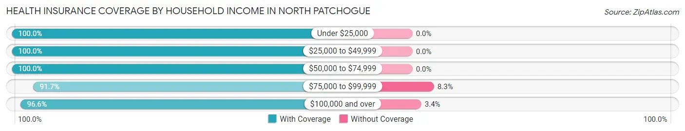Health Insurance Coverage by Household Income in North Patchogue