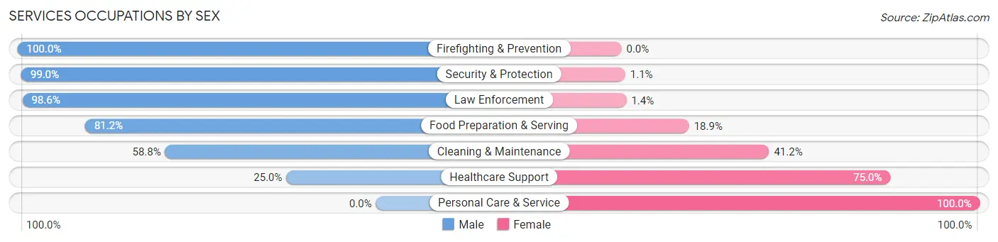 Services Occupations by Sex in North Sea