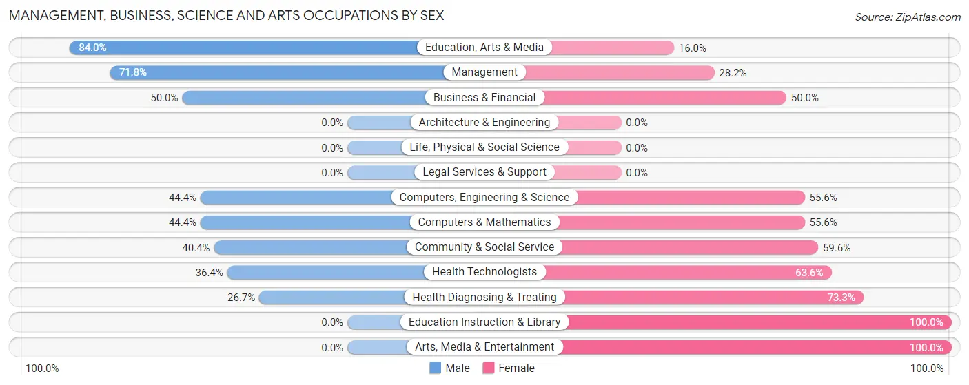 Management, Business, Science and Arts Occupations by Sex in Nunda