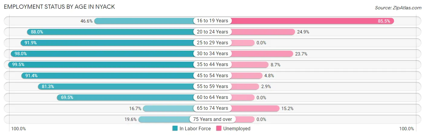Employment Status by Age in Nyack