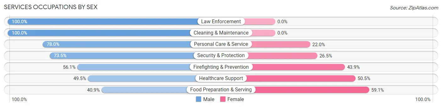 Services Occupations by Sex in Old Bethpage