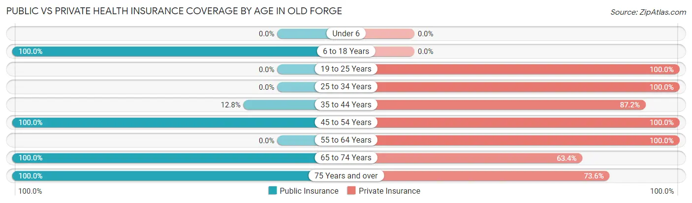 Public vs Private Health Insurance Coverage by Age in Old Forge