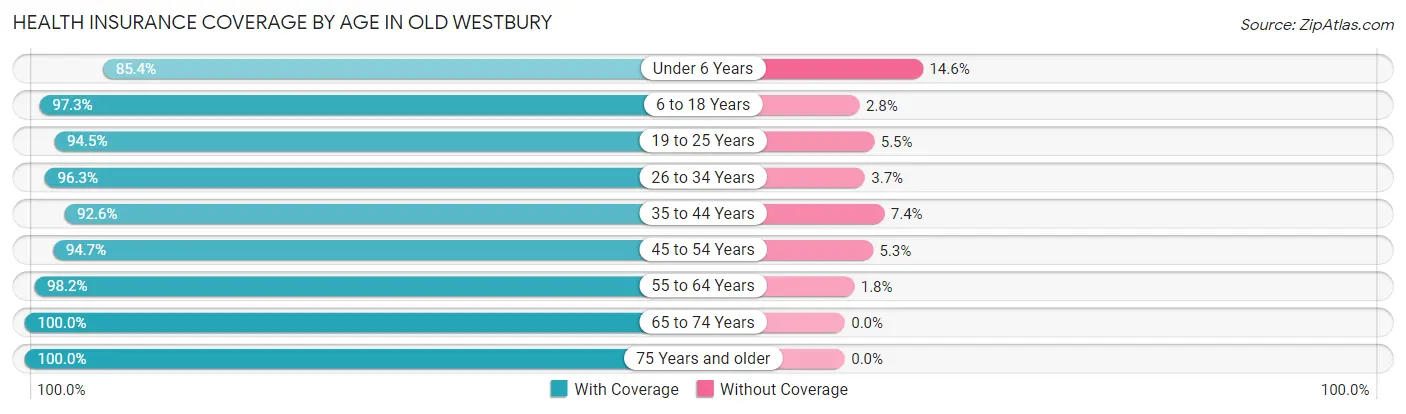 Health Insurance Coverage by Age in Old Westbury