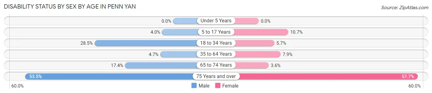Disability Status by Sex by Age in Penn Yan