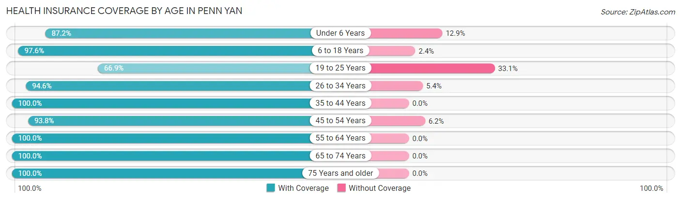 Health Insurance Coverage by Age in Penn Yan