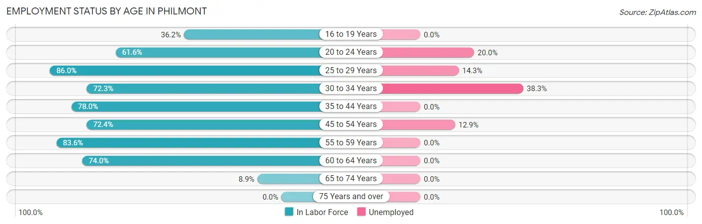 Employment Status by Age in Philmont