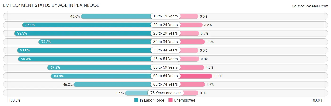 Employment Status by Age in Plainedge