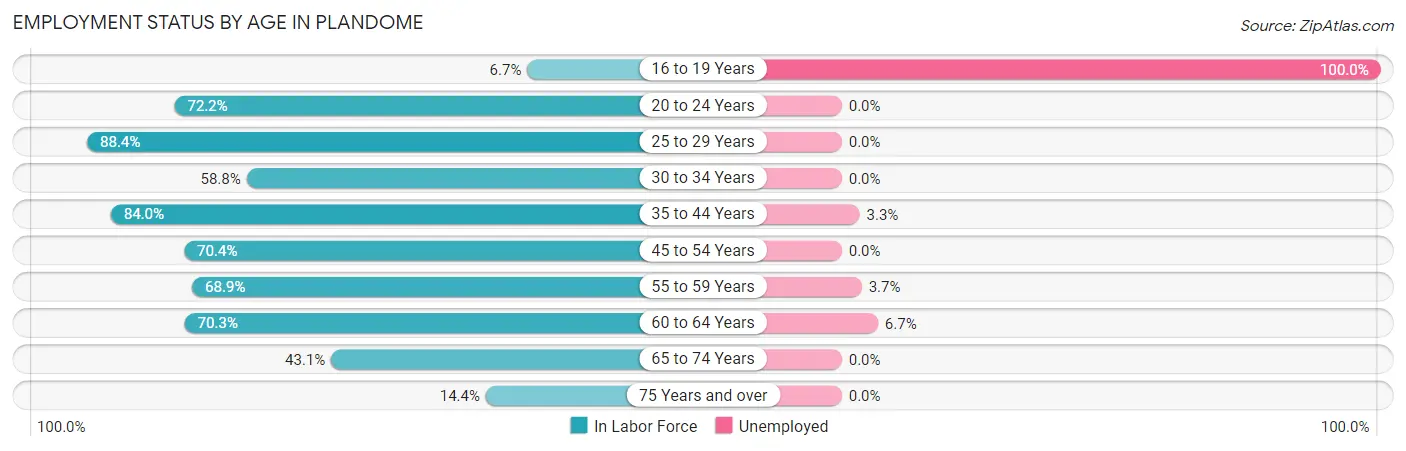 Employment Status by Age in Plandome