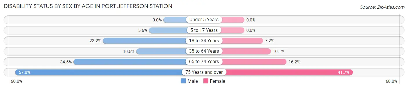 Disability Status by Sex by Age in Port Jefferson Station