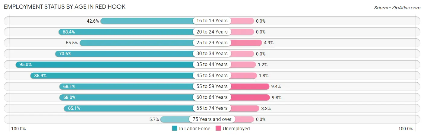 Employment Status by Age in Red Hook