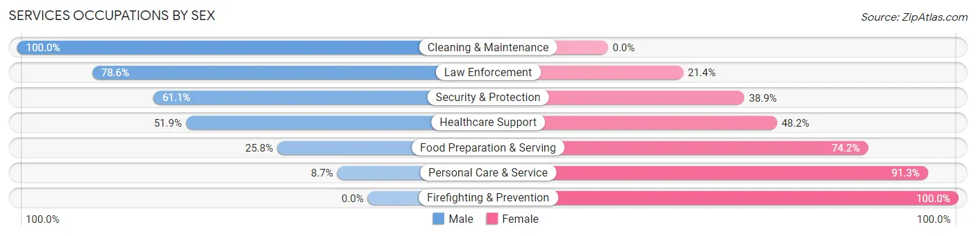 Services Occupations by Sex in Red Hook