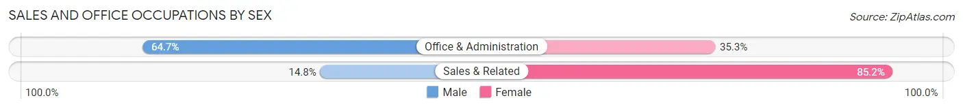Sales and Office Occupations by Sex in Rensselaer Falls