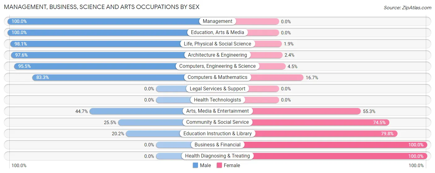 Management, Business, Science and Arts Occupations by Sex in Rochester Institute of Technology
