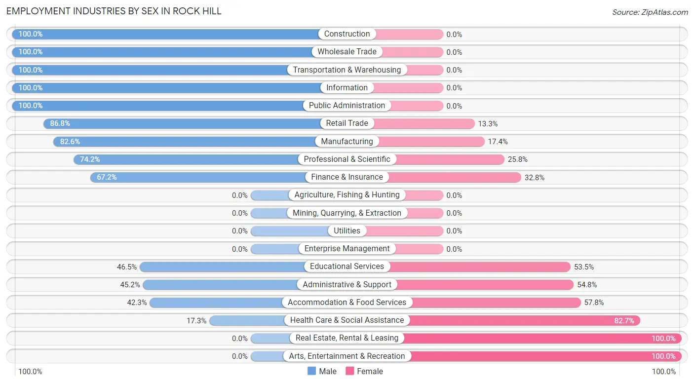 Employment Industries by Sex in Rock Hill