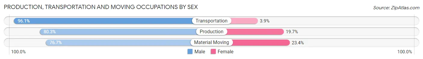 Production, Transportation and Moving Occupations by Sex in Ronkonkoma