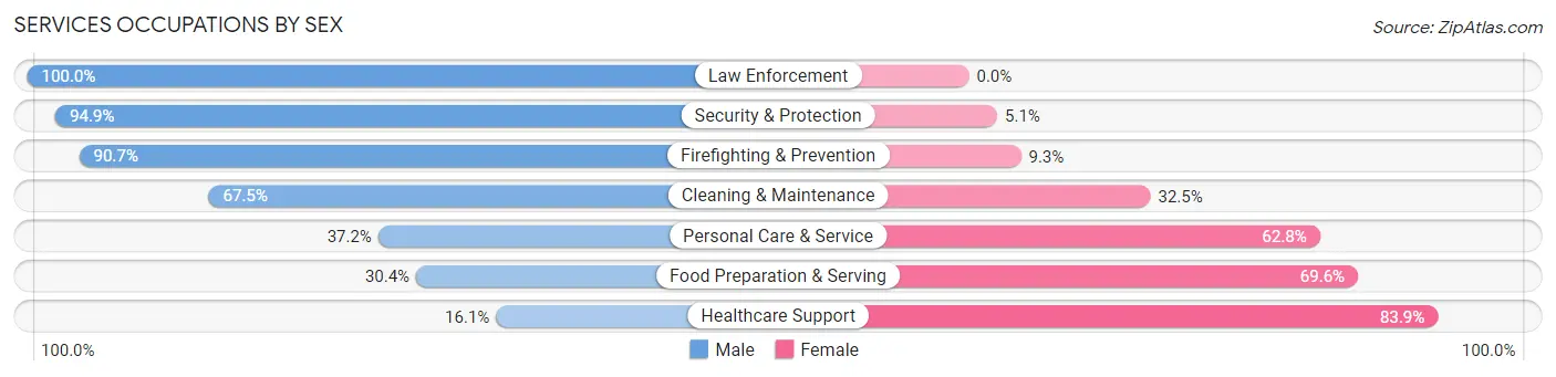 Services Occupations by Sex in Salamanca