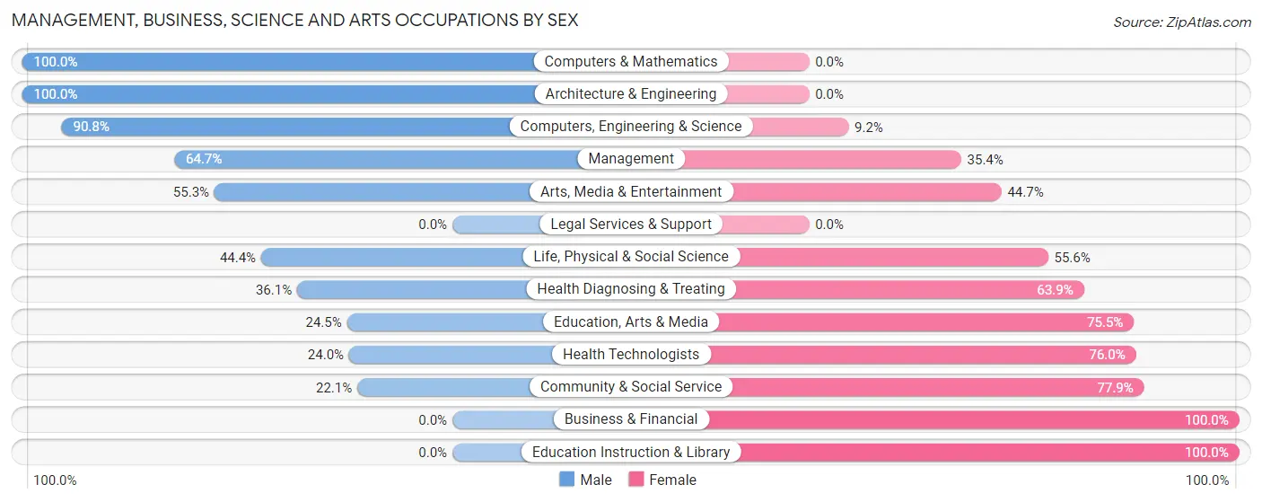 Management, Business, Science and Arts Occupations by Sex in Saugerties