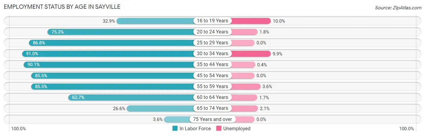 Employment Status by Age in Sayville