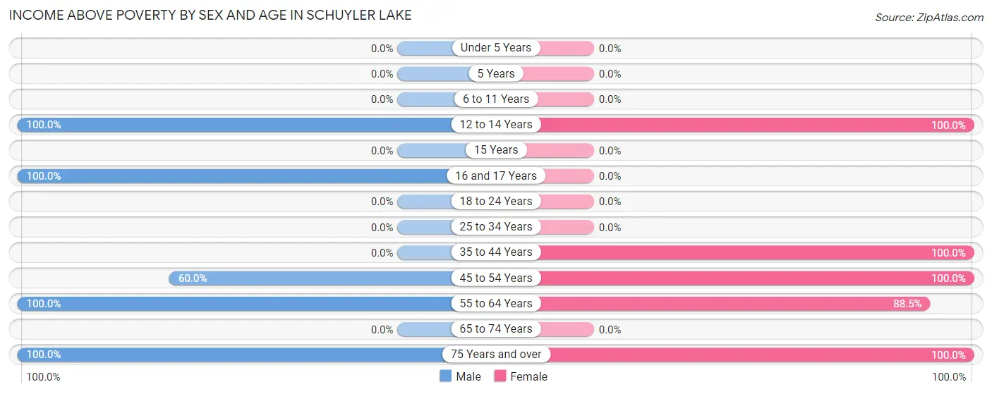 Income Above Poverty by Sex and Age in Schuyler Lake