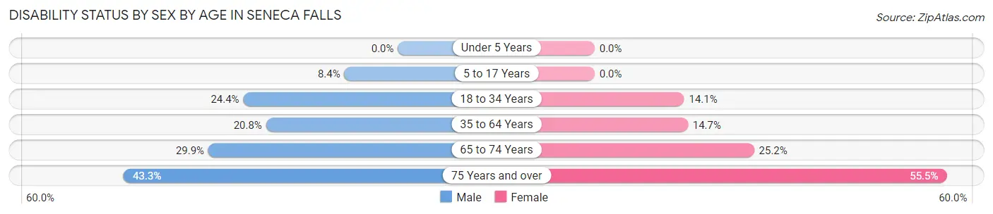 Disability Status by Sex by Age in Seneca Falls