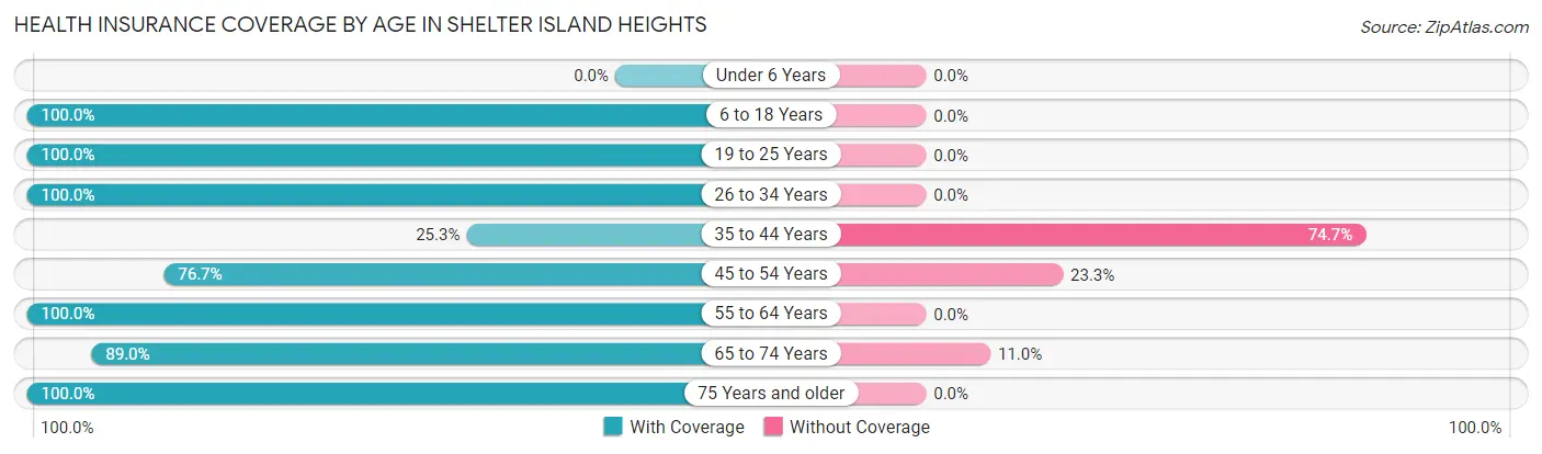 Health Insurance Coverage by Age in Shelter Island Heights