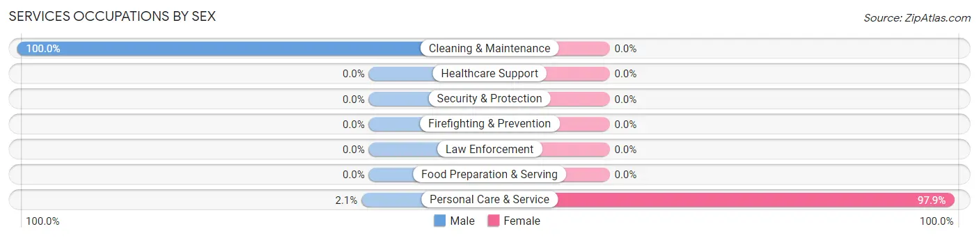 Services Occupations by Sex in Shelter Island Heights