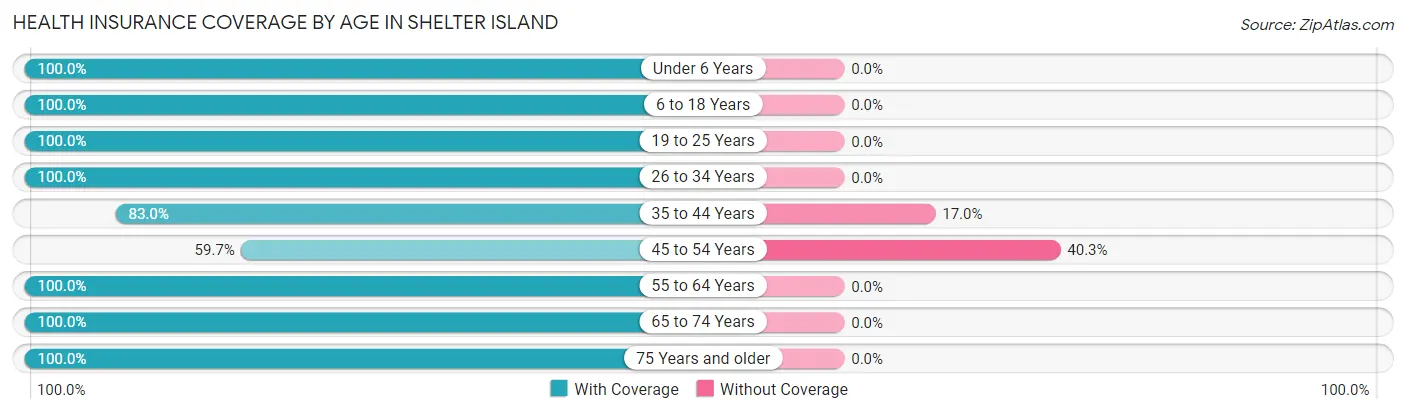 Health Insurance Coverage by Age in Shelter Island
