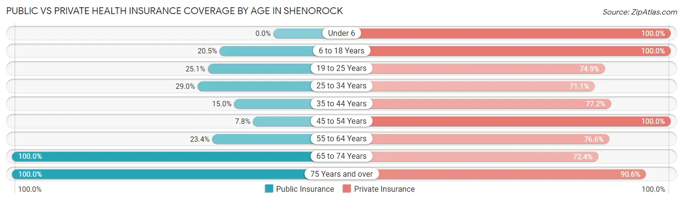 Public vs Private Health Insurance Coverage by Age in Shenorock
